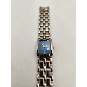 Fossil F2 Watch Women Silver Stainless Steel Battery Blue Water Resistant Quartz